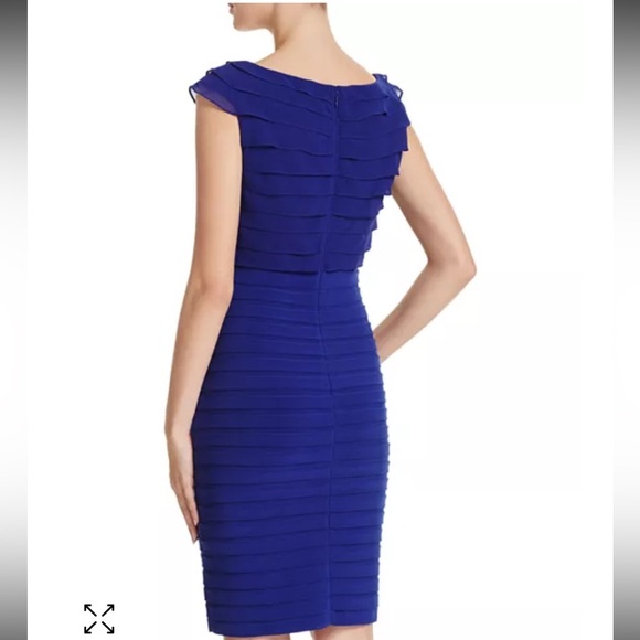 Adrianna Papell V Neck Shutter Pleat Wrap Midi Dress - Picture 3 of 9